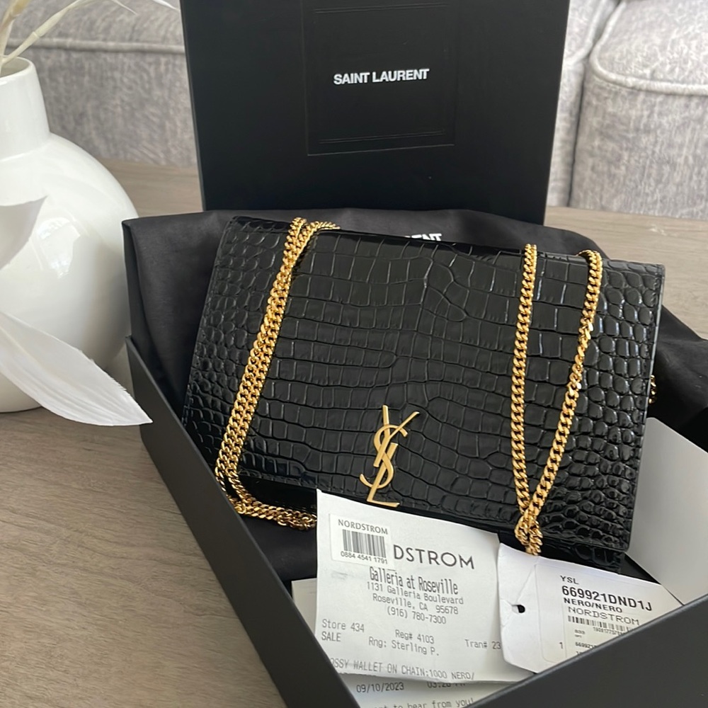 YSL embossed croc WOC